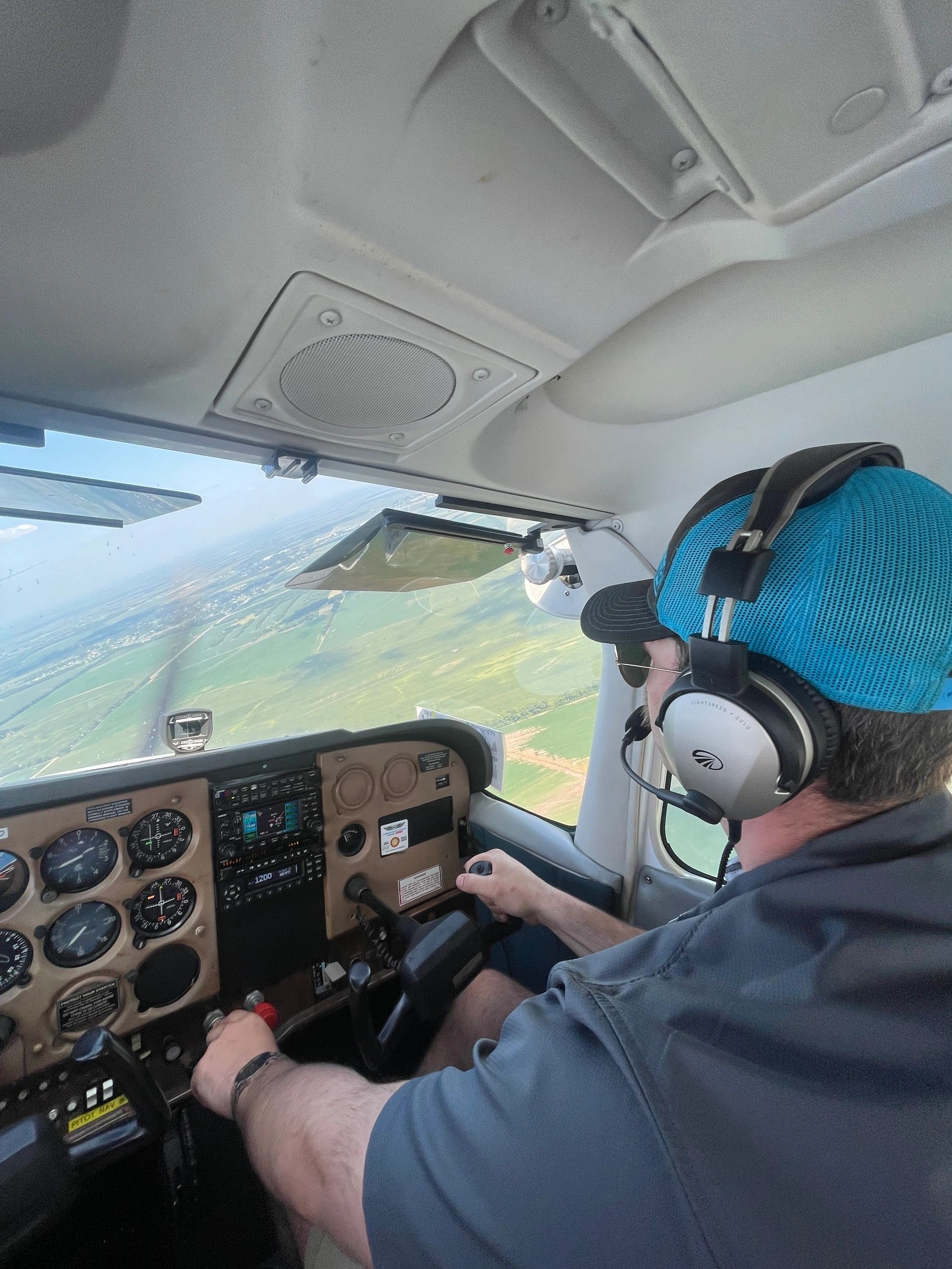 A Hangar One pilot at the controls during flight