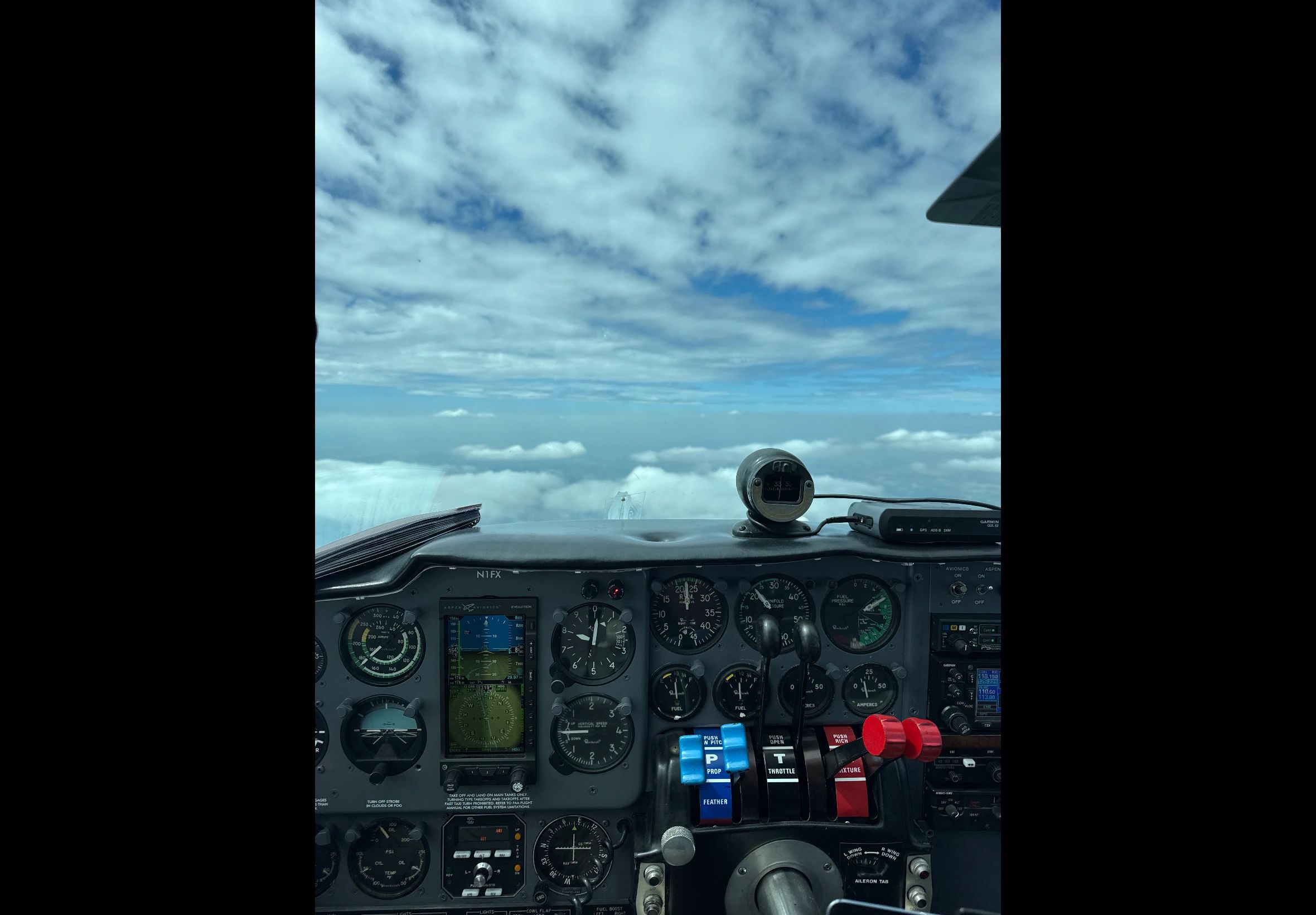 The cockpit of a Hangar One training aircraft